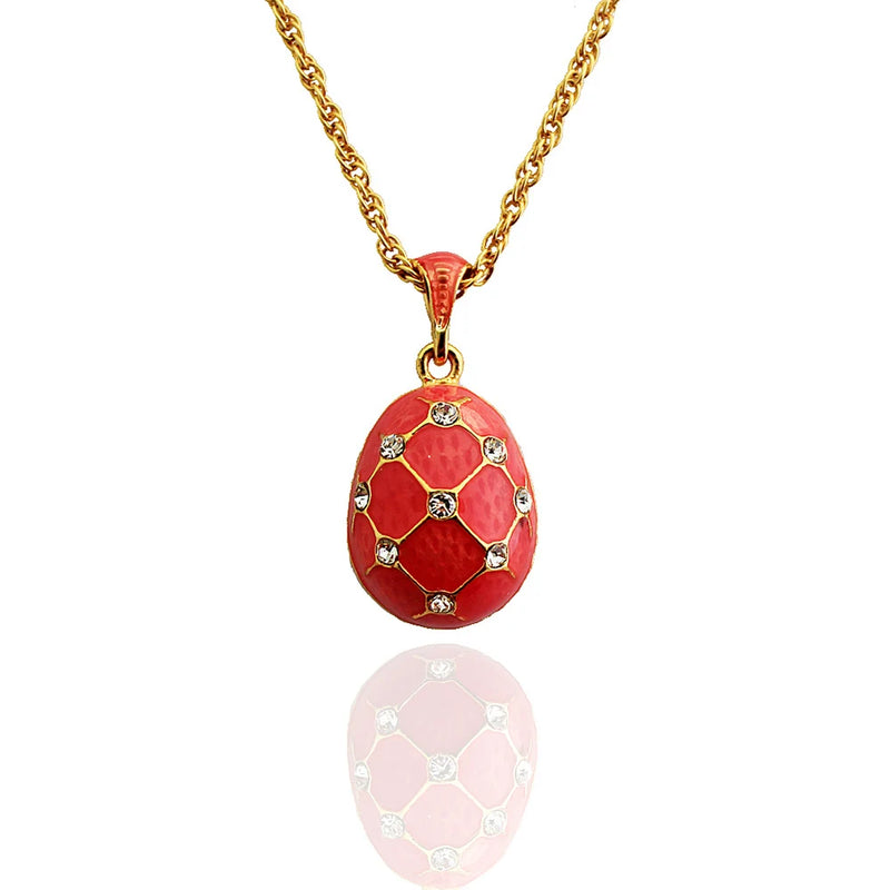 Handmade Enamel Egg Pendant Necklace for Women