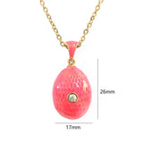 Green Enamel Brass Pendant Necklace with Rhinestone Charm