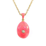 Green Enamel Brass Pendant Necklace with Rhinestone Charm