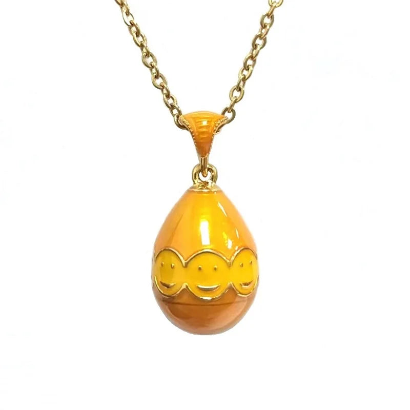 Enamel Egg Pendant Necklace Vintage Easter Gift Jewelry