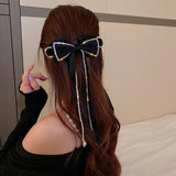 Rhinestone Tassel Hair Clips Bow Wedding Hair Pins
