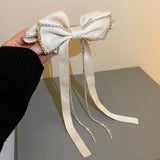 Rhinestone Tassel Hair Clips Bow Wedding Hair Pins