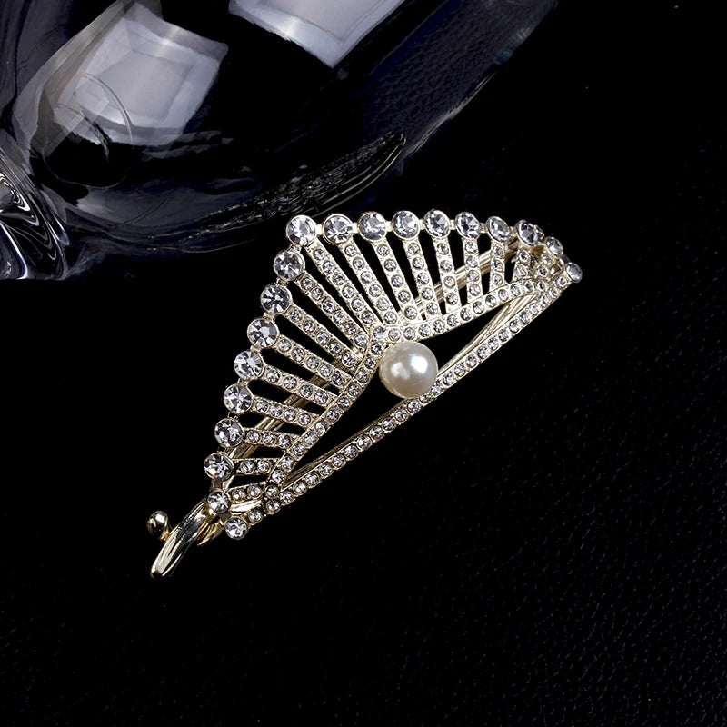 Pearl Rhinestone Hair Claw Clip for Women