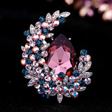 Colorful Crystal Brooch Pins Women Coats Moon Brooches Collar Jewelry