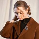 Colorful Crystal Brooch Pins Women Coats Moon Brooches Collar Jewelry