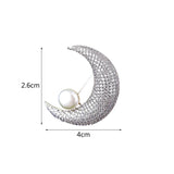 Rhinestone Moon Brooch Pin Women's Collar Jewelry