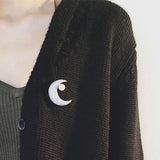 Rhinestone Moon Brooch Pin Women's Collar Jewelry