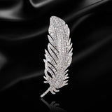 Rhinestones Feather Brooch Pins for Women Coats