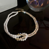 Pearl Crystal Choker Necklace Short Chain Wedding Jewelry