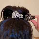 Women's Metal Hair Clip Pearl Rhinestone Ponytail Holder Hair Claws Pins