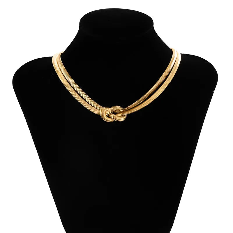 Metal Chain Knot Necklace Hip-hop Punk Rock Clavicle Women Jewelry
