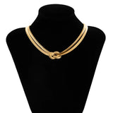 Metal Chain Knot Necklace Hip-hop Punk Rock Clavicle Women Jewelry