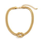 Metal Chain Knot Necklace Hip-hop Punk Rock Clavicle Women Jewelry