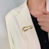 Metal Hollow Out Brooch Geometric Clothing Accessory