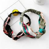 Women Headband Fabric Cross Knotted Bow Chiffon Floral Hair Band