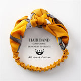 Women Headband Fabric Cross Knotted Bow Chiffon Floral Hair Band