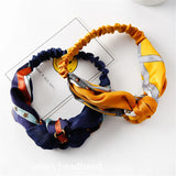 Women Headband Fabric Cross Knotted Bow Chiffon Floral Hair Band
