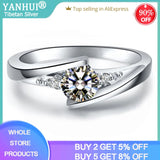 0.75ct CZ Rings Women Proposal Jewelry Silver Wedding Band R036