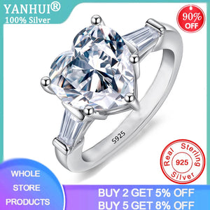 3.0ct Heart Rings for Women Tibetan Silver Engagement Bridal Jewelry