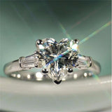 3.0ct Heart Rings for Women Tibetan Silver Engagement Bridal Jewelry