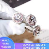 Allergy Jewelry Tibetan Silver Rings Pink Cubic Zirconia Wedding Band