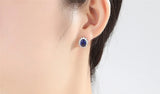 Lab Sapphire Stud Earrings for Women Wedding Jewelry