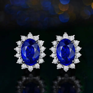 Lab Sapphire Stud Earrings for Women Wedding Jewelry