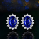 Lab Sapphire Stud Earrings for Women Wedding Jewelry
