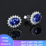 Lab Sapphire Stud Earrings for Women Wedding Jewelry
