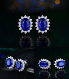 Lab Sapphire Stud Earrings for Women Wedding Jewelry