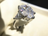 Big Hyperbolic Rings For Women Pear Cut 5ct Zirconia Engagement Ring