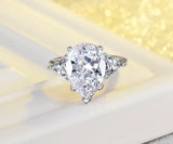 Big Hyperbolic Rings For Women Pear Cut 5ct Zirconia Engagement Ring