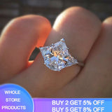Big Hyperbolic Rings For Women Pear Cut 5ct Zirconia Engagement Ring