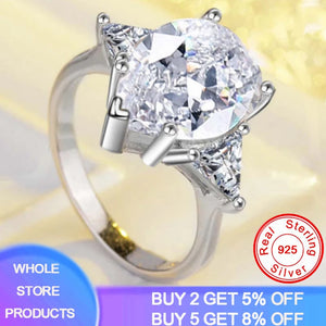 Big Hyperbolic Rings For Women Pear Cut 5ct Zirconia Engagement Ring