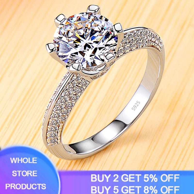 Classic Zirconia Wedding Engagement Rings For Women Tibetan Silver Ring JZ279