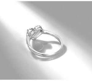 Heart Rings for Women Tibetan Silver Zircon Crystal Wedding Band