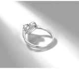 Heart Rings for Women Tibetan Silver Zircon Crystal Wedding Band