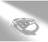 Heart Rings for Women Tibetan Silver Zircon Crystal Wedding Band