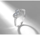 Heart Rings for Women Tibetan Silver Zircon Crystal Wedding Band