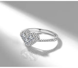 Heart Rings for Women Tibetan Silver Zircon Crystal Wedding Band