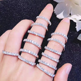2mm Crystal Zircon Ring Tibetan Silver Engagement Wedding Band