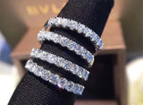 2mm Crystal Zircon Ring Tibetan Silver Engagement Wedding Band