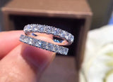 2mm Crystal Zircon Ring Tibetan Silver Engagement Wedding Band