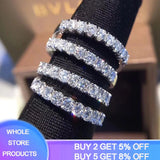 2mm Crystal Zircon Ring Tibetan Silver Engagement Wedding Band