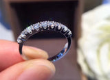 2mm Crystal Zircon Ring Tibetan Silver Engagement Wedding Band
