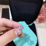 Princess Square Zirconia Crystal Ring Real Tibetan Silver Jewelry