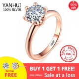 Rose Ring with 2ct Zirconia Rings for Women Anillos Wedding