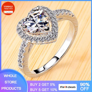 Heart Rings for Women Never Fade Tibetan Silver Jewelry Engagement Wedding Band
