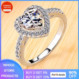 Heart Rings for Women Never Fade Tibetan Silver Jewelry Engagement Wedding Band