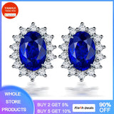 Lab Sapphire Earrings Tibetan Silver Ear Jewelry